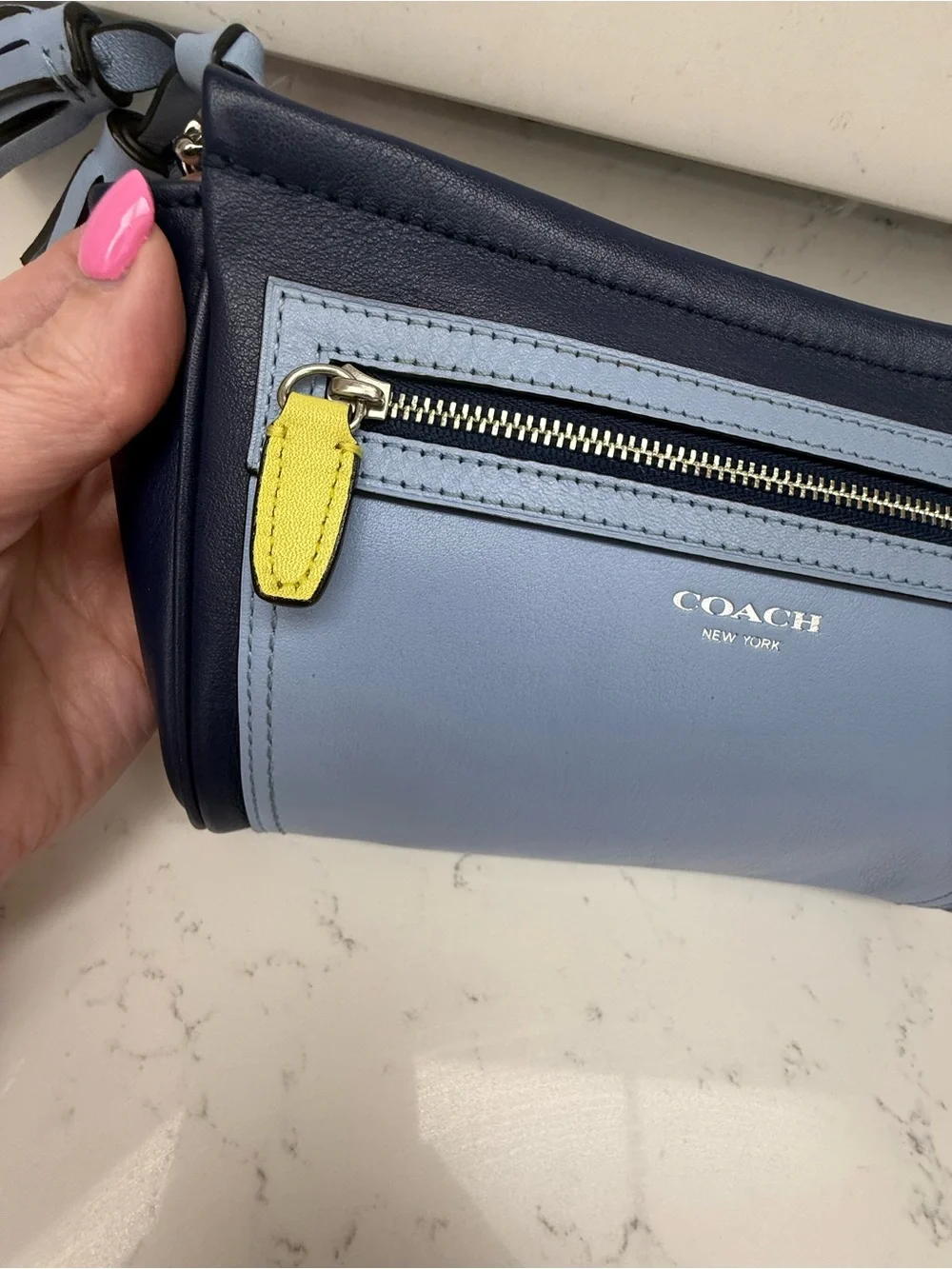 COACH Legacy Two-Tone Leather Zipper Wristlet/Pouch